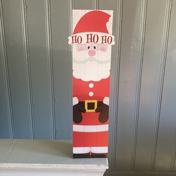 NWT Precious Vertical Glittered Ho Ho Ho Santa Christmas Wood Decoration Sign - Picture 15 of 16